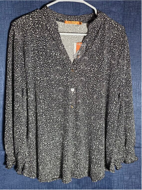Women's Belldini Black White Blouse Plus Size 1x eurosummer
